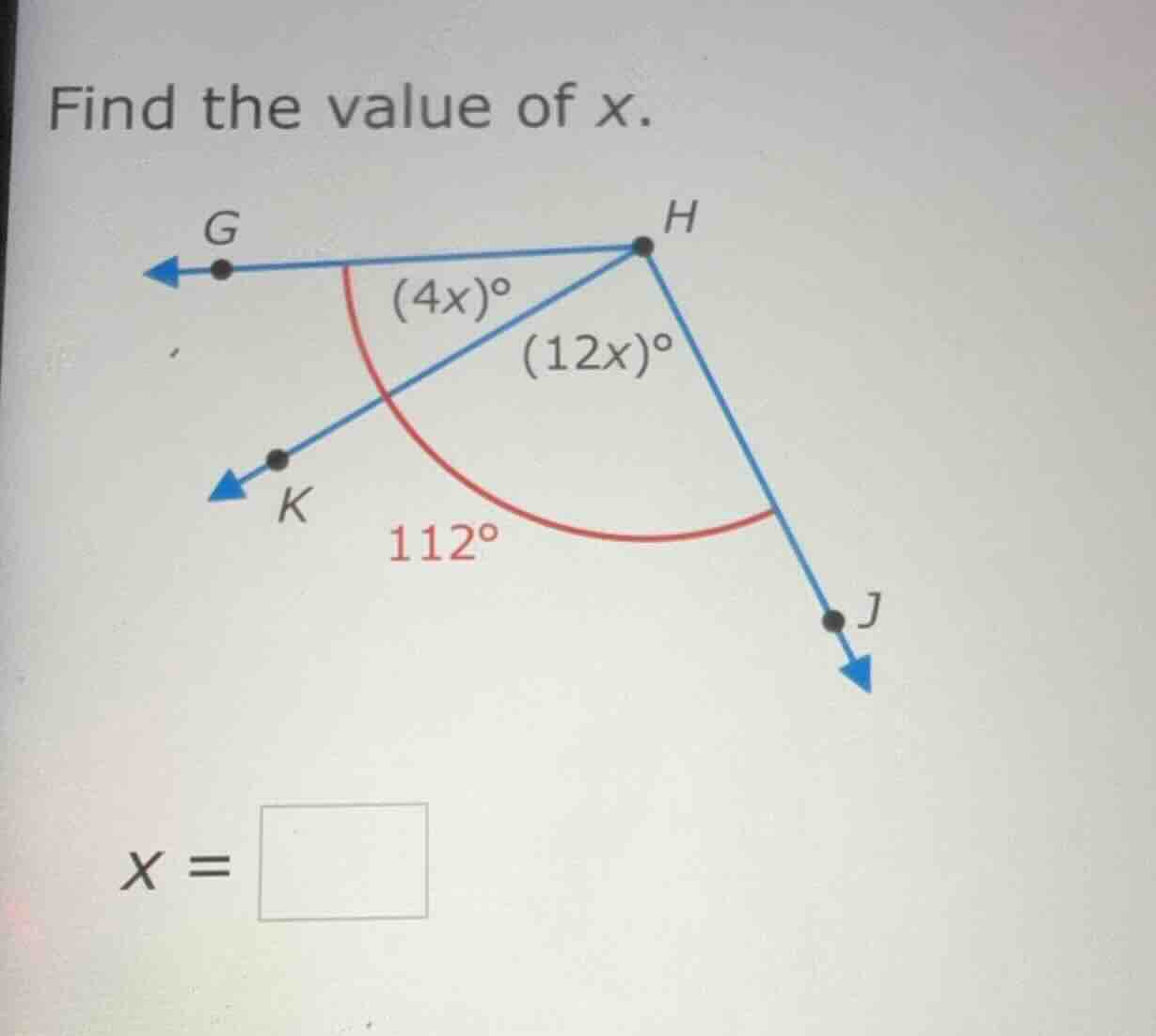 find the value of x. x = \\square