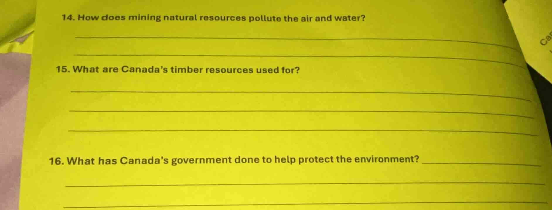 14. how does mining natural resources pollute the air and water? 15. wh…