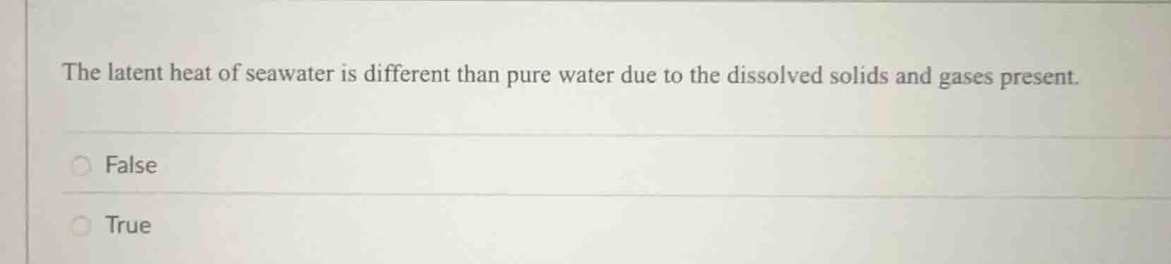 the latent heat of seawater is different than pure water due to the dis…