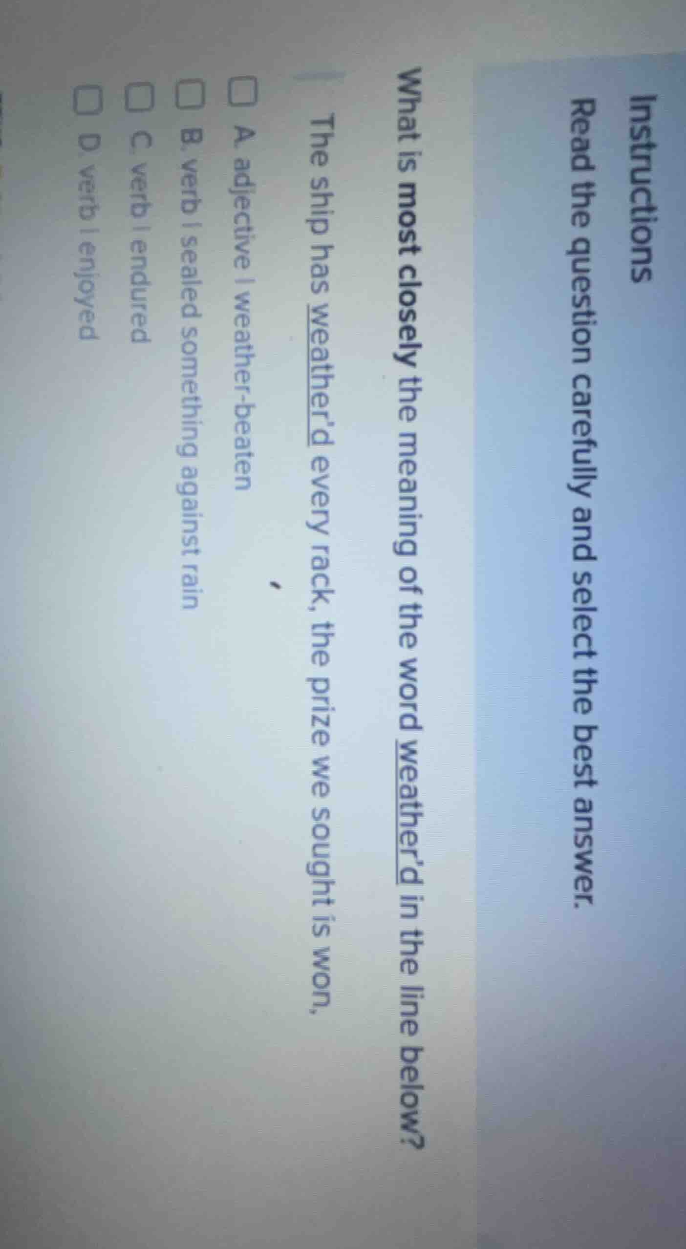 instructions read the question carefully and select the best answer. wh…