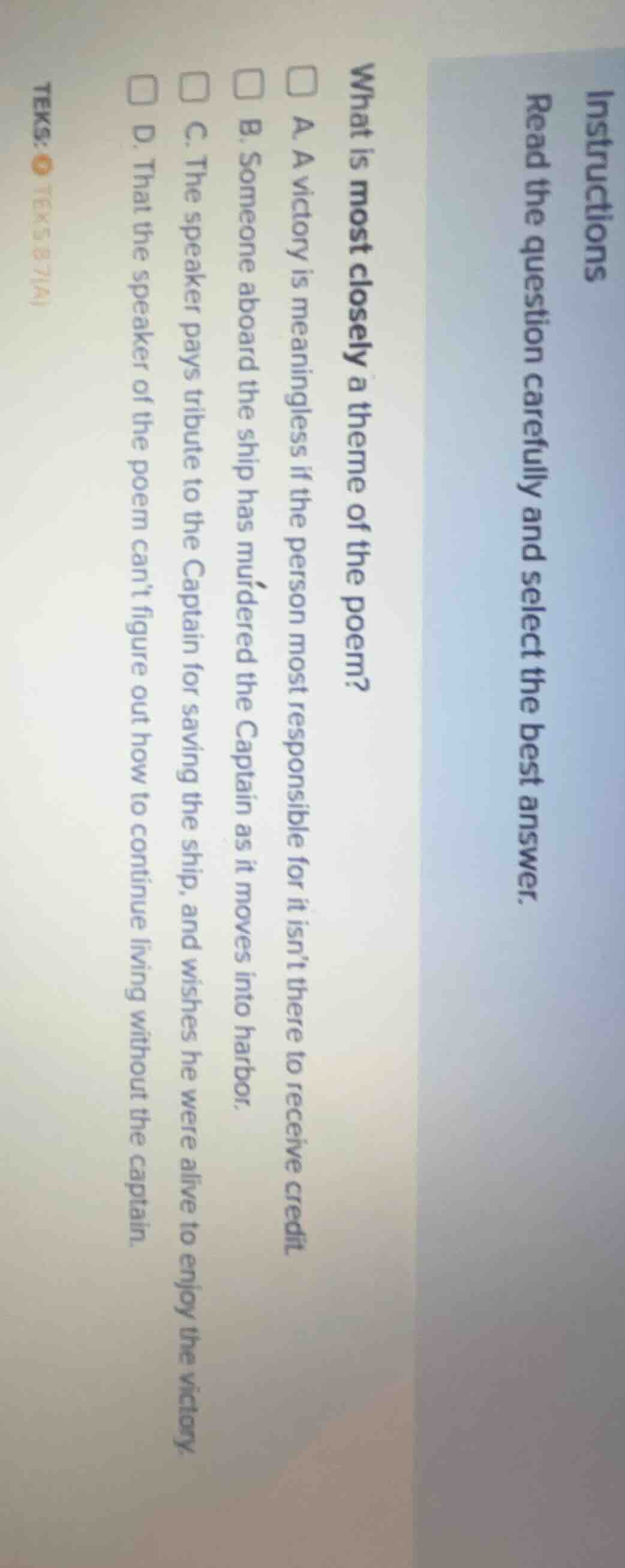 instructions read the question carefully and select the best answer. wh…