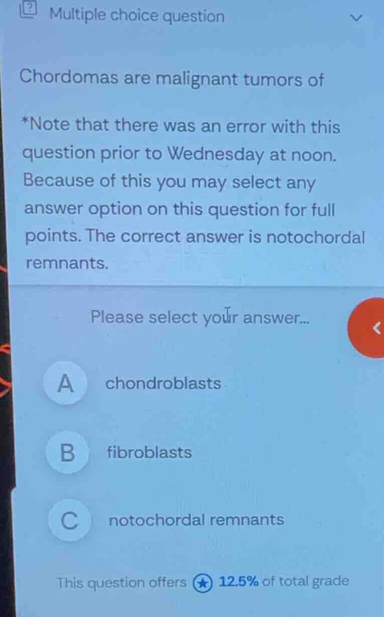 multiple choice question chordomas are malignant tumors of *note that t…