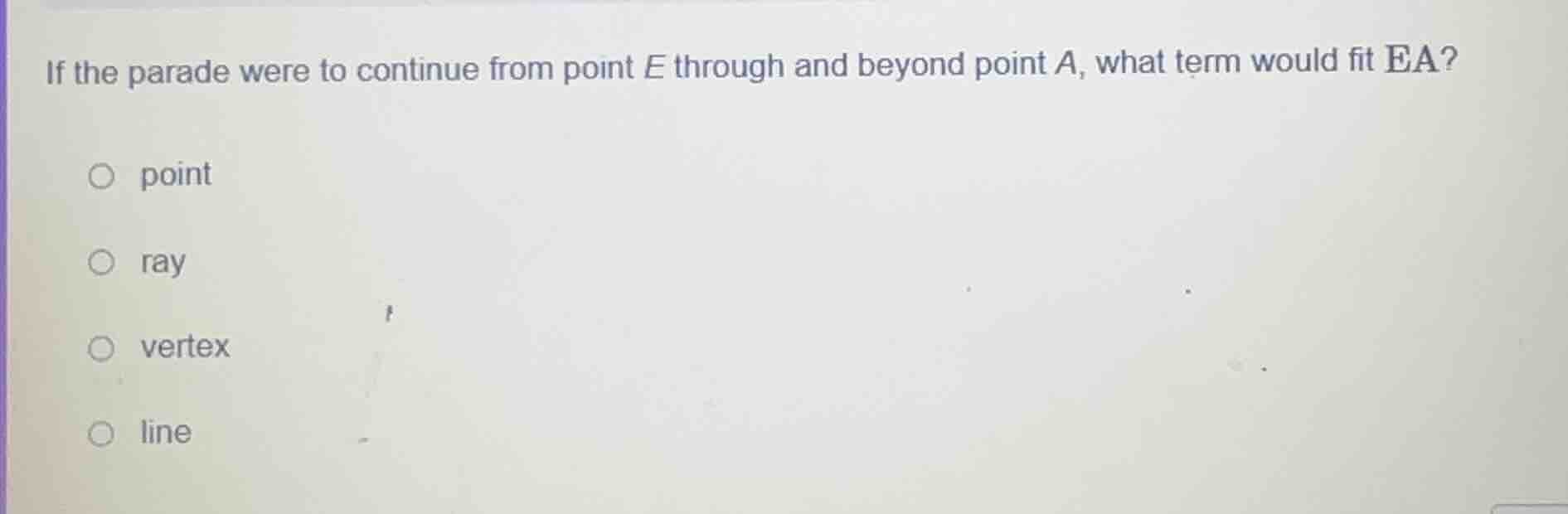 if the parade were to continue from point e through and beyond point a,…