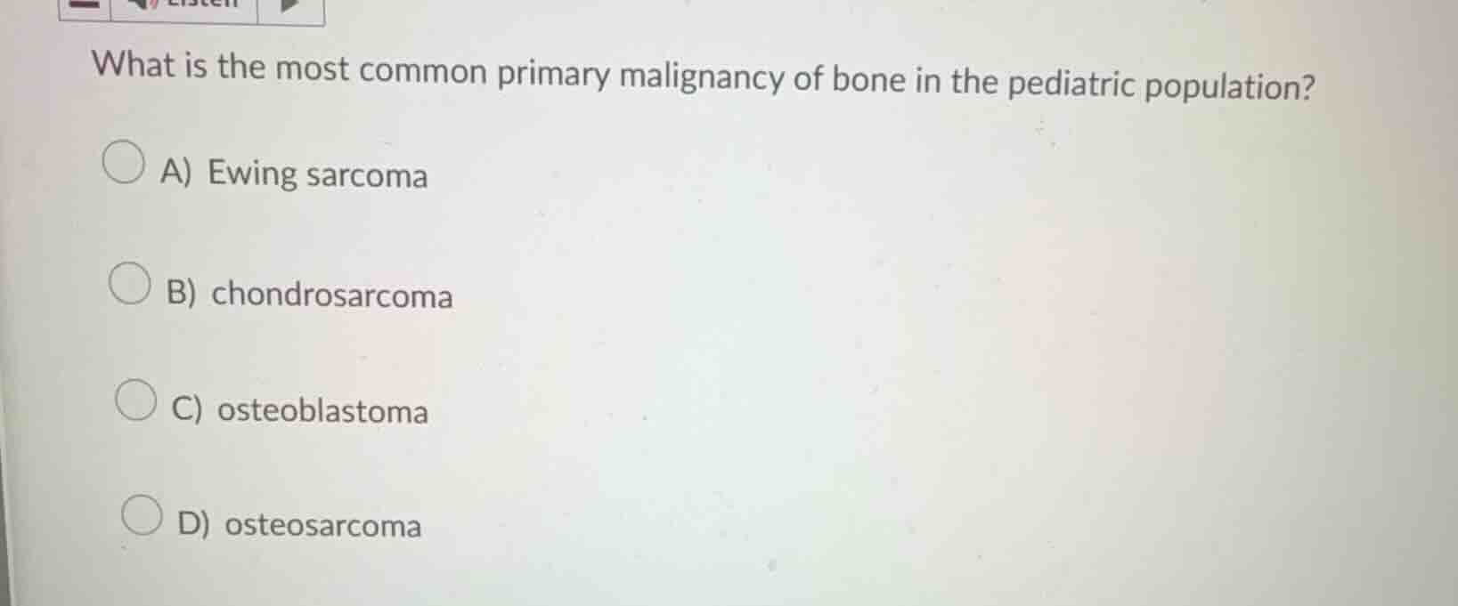 what is the most common primary malignancy of bone in the pediatric pop…