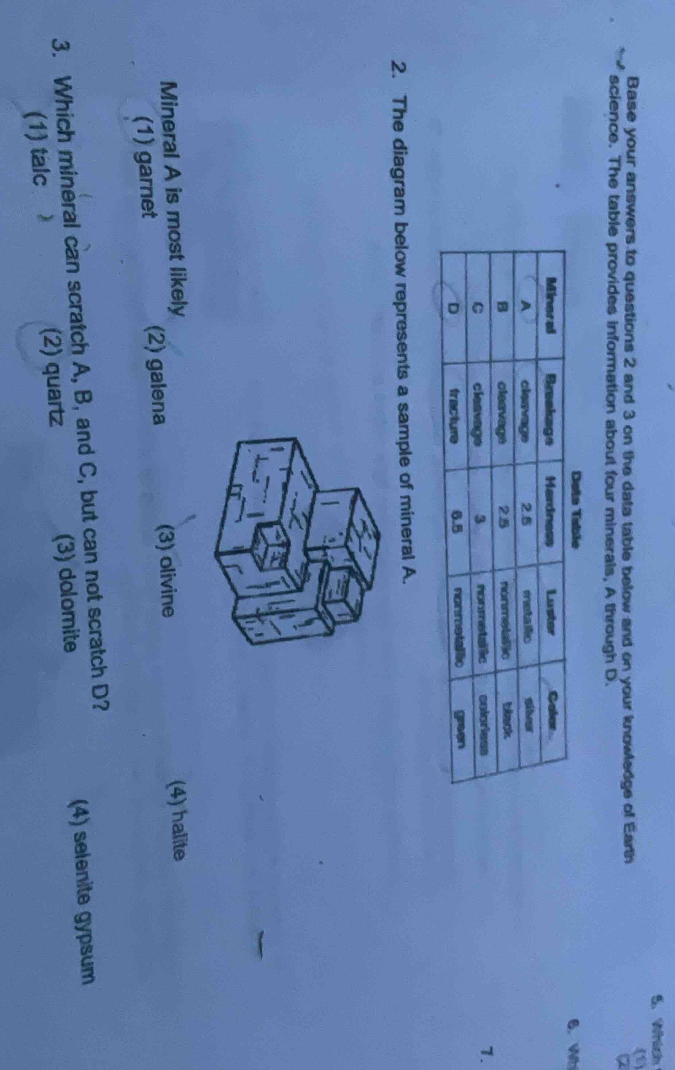 base your answers to questions 2 and 3 on the data table below and on y…