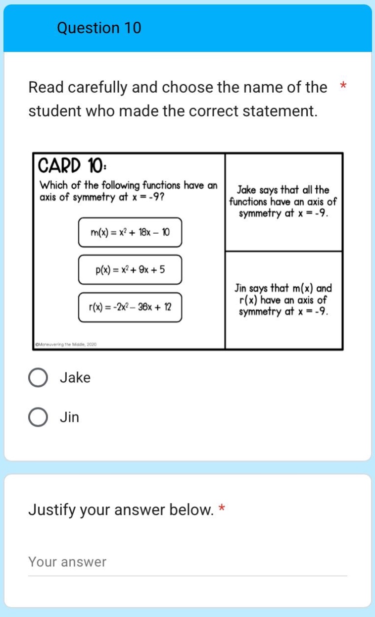 question 10 read carefully and choose the name of the student who made …