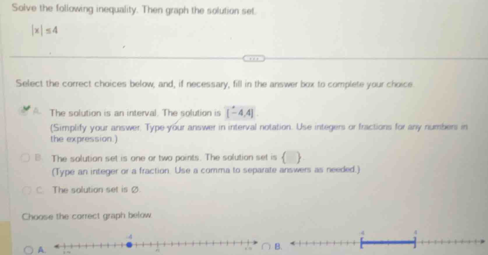 solve the following inequality. then graph the solution set.\\(|x| \\le…