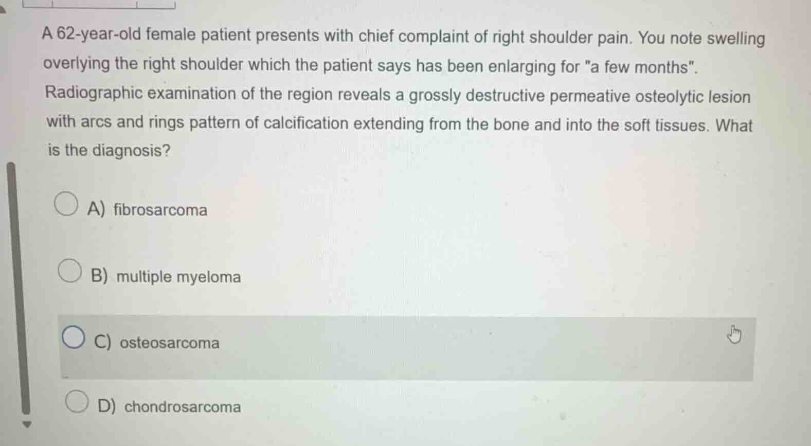 a 62-year-old female patient presents with chief complaint of right sho…
