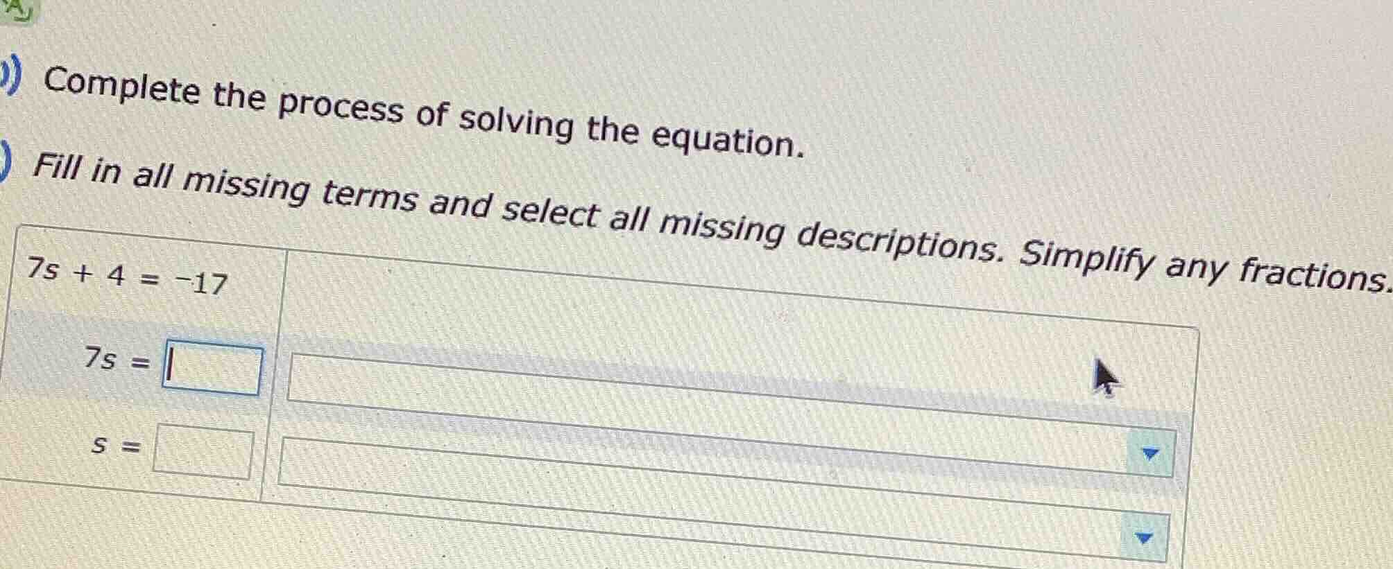 ) complete the process of solving the equation. ) fill in all missing t…