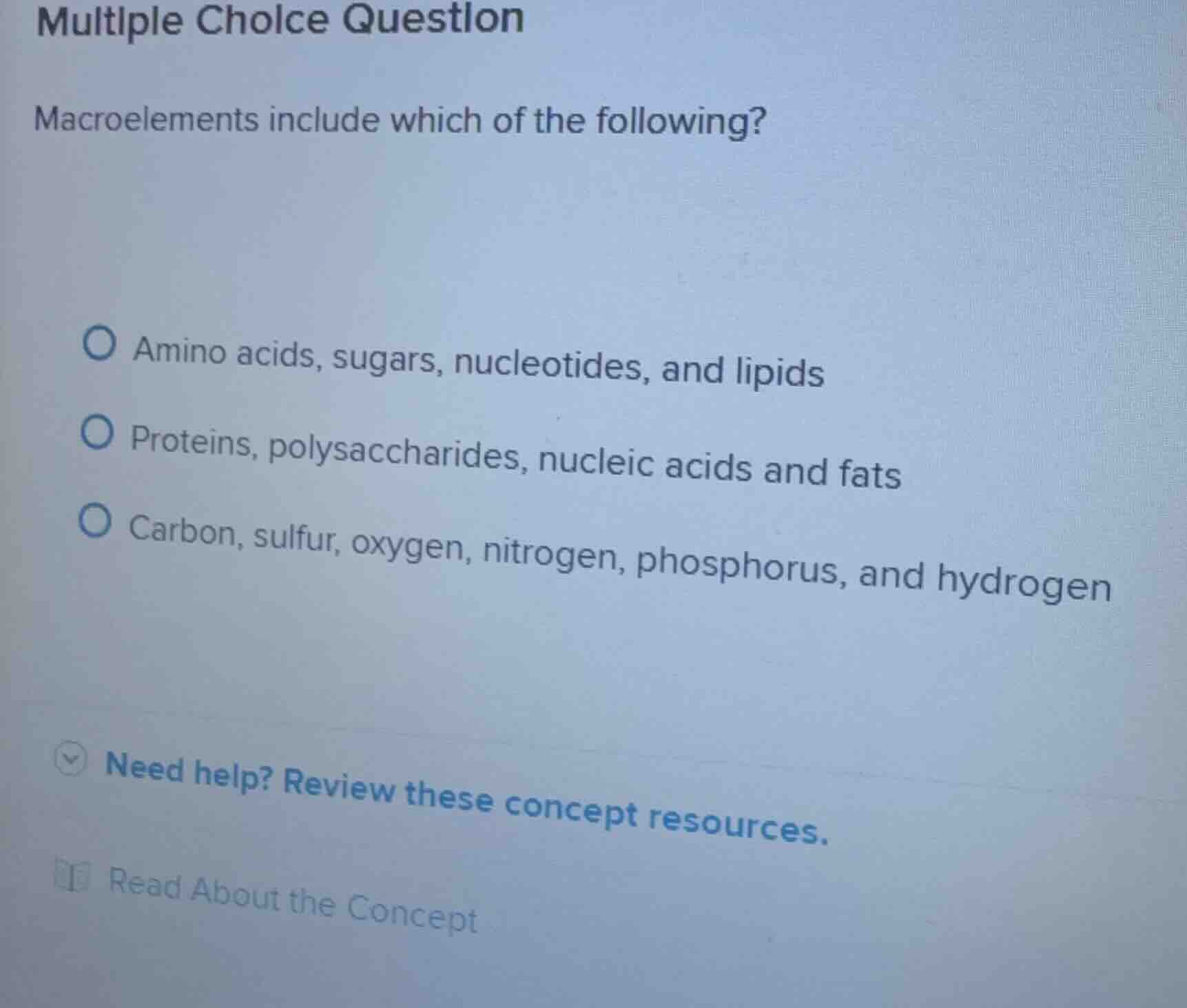 multiple choice question macroelements include which of the following? …