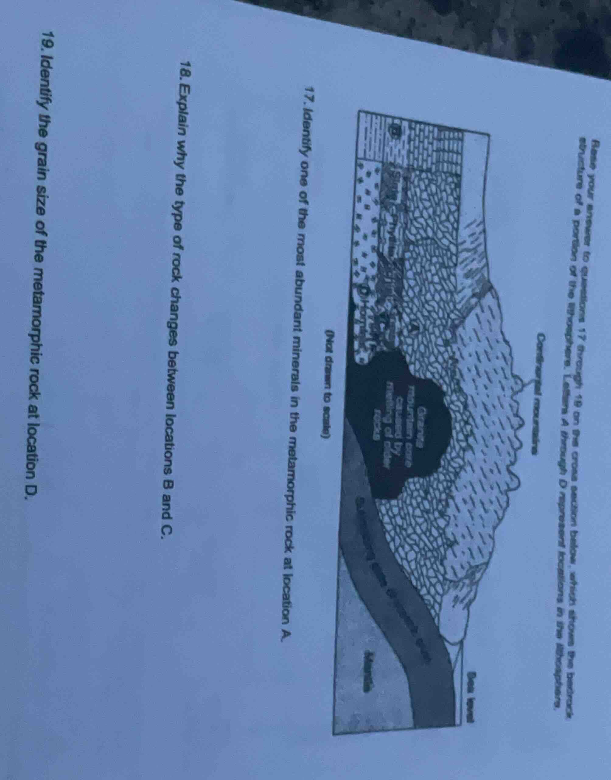 base your answers to questions 17 through 19 on the cross section below…