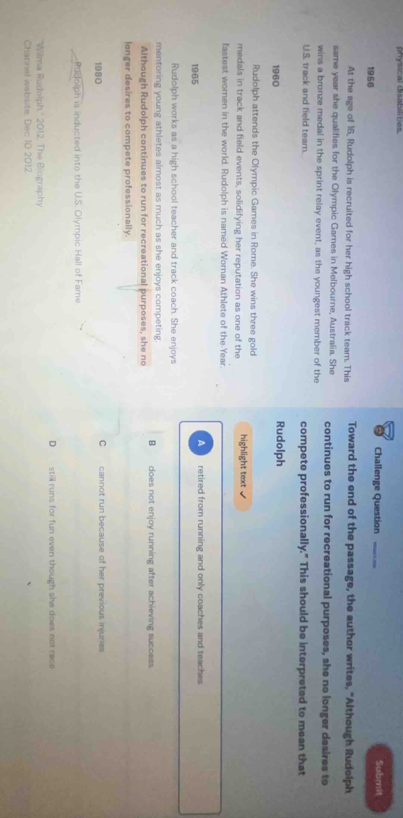 challenge question toward the end of the passage, the author writes, “a…