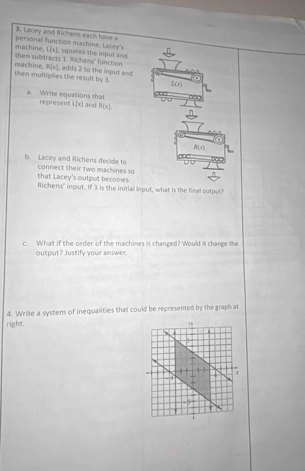 3. lacey and richens each have a personal function machine. lacey’s mac…