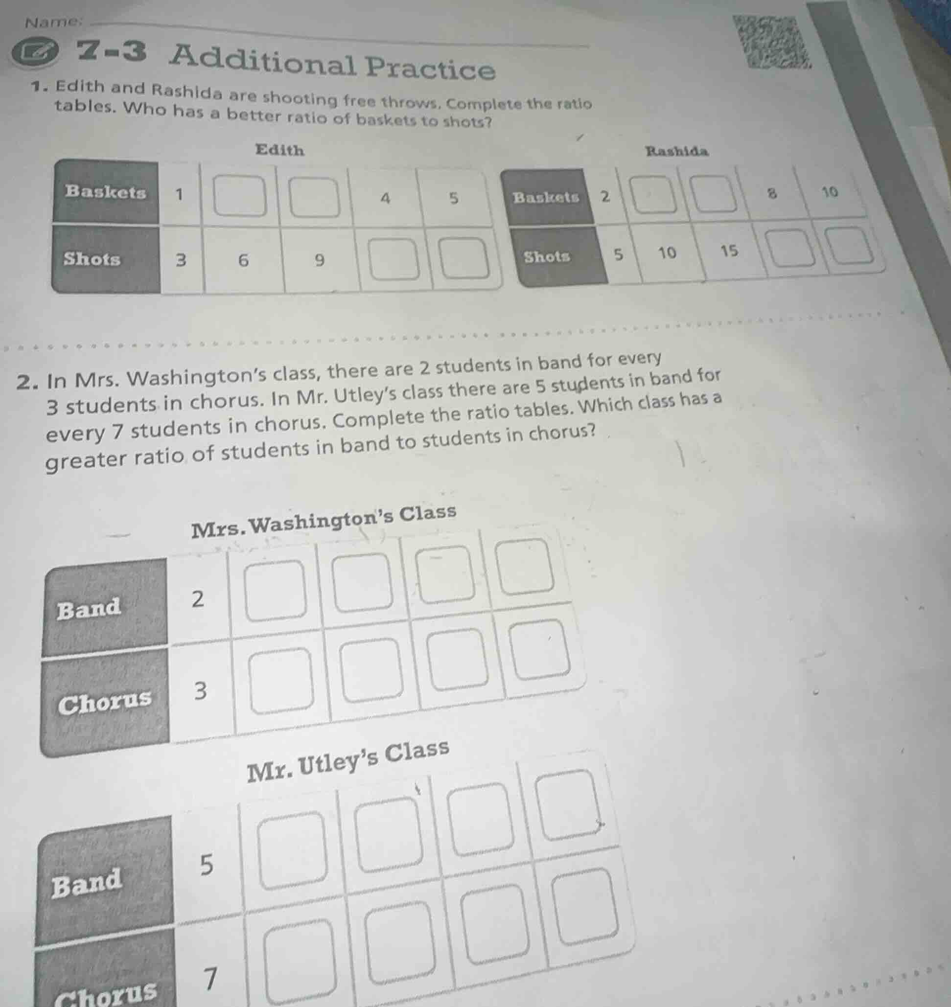 name: 7-3 additional practice 1. edith and rashida are shooting free th…