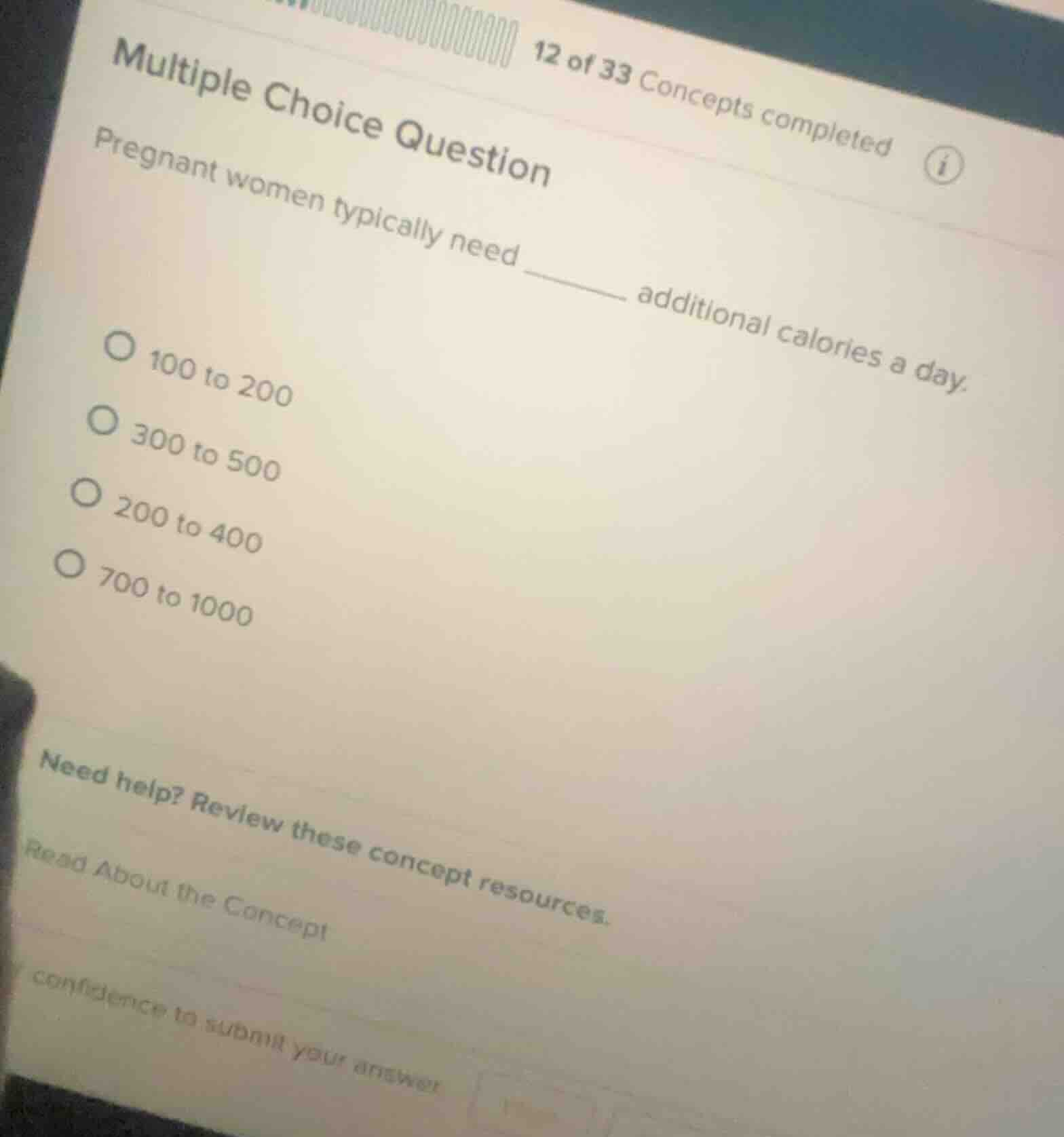 multiple choice question pregnant women typically need ______ additiona…