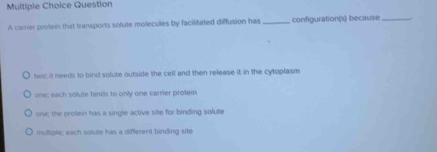 multiple choice question a carrier protein that transports solute molec…