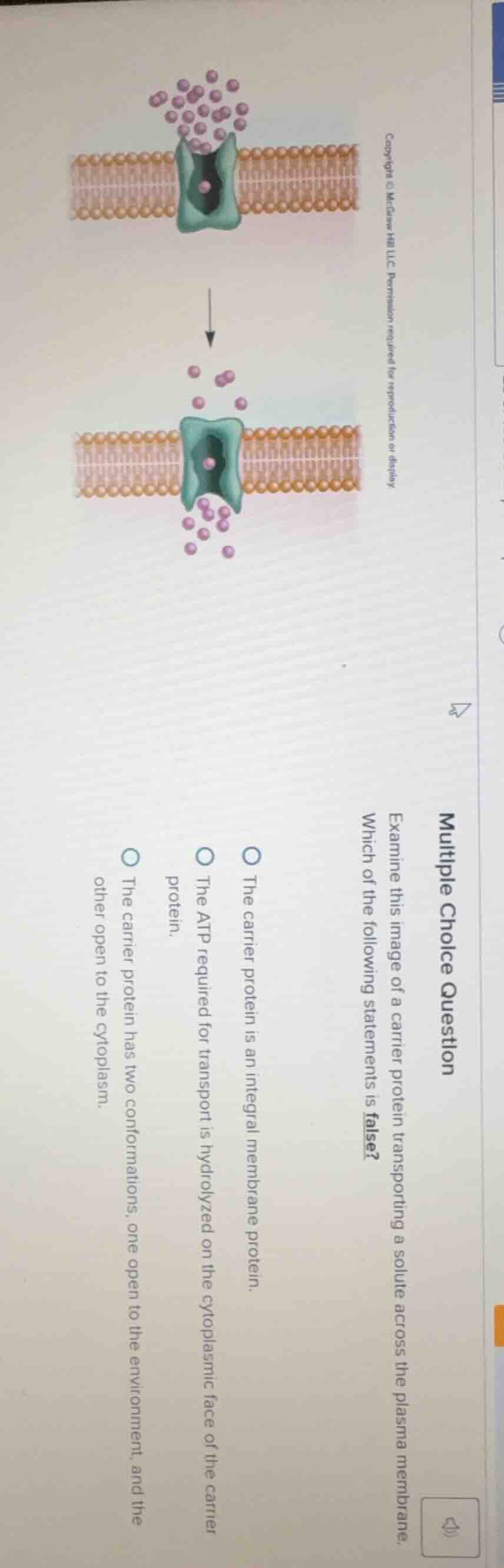 multiple choice question examine this image of a carrier protein transp…