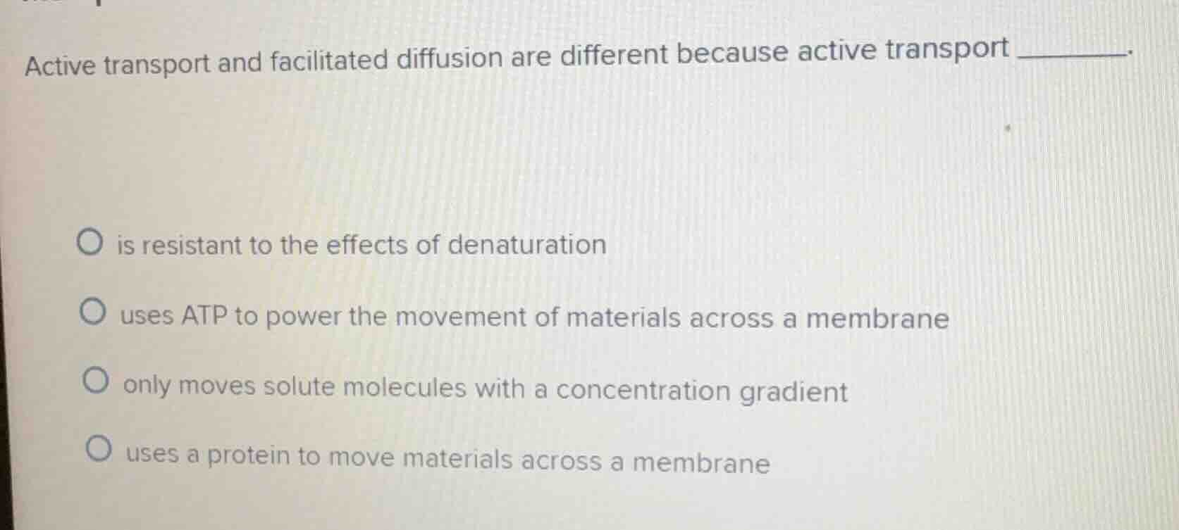 active transport and facilitated diffusion are different because active…
