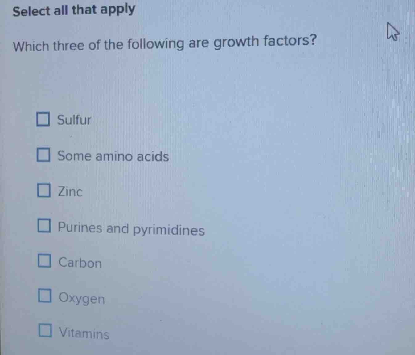 select all that apply which three of the following are growth factors? …