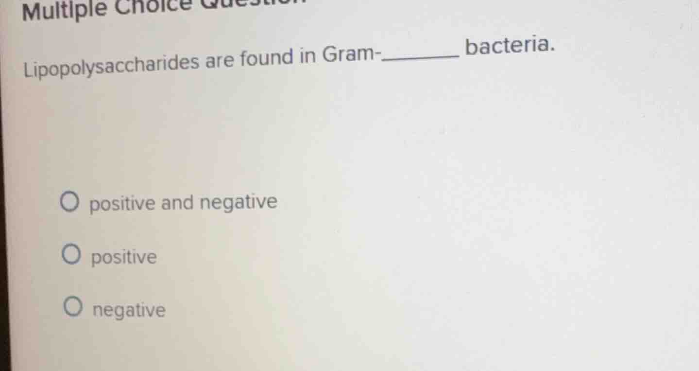multiple choice question lipopolysaccharides are found in gram-______ b…
