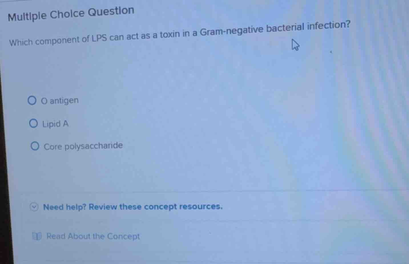 multiple choice question which component of lps can act as a toxin in a…