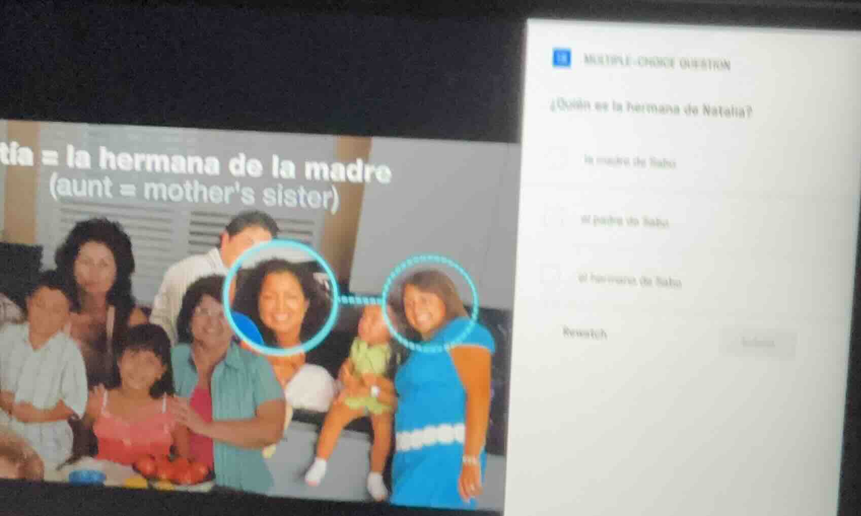 multiple-choice question ¿quién es la hermana de natalia? la madre de i…