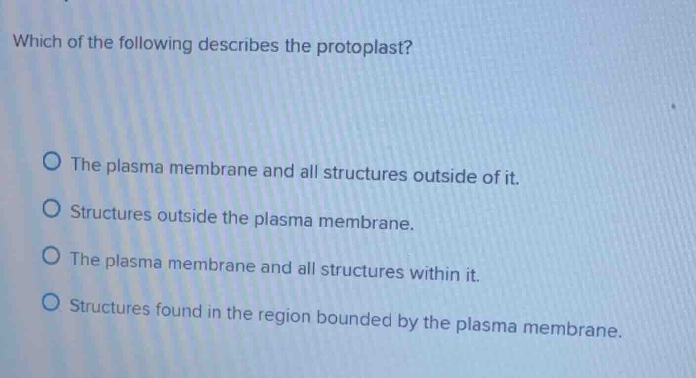 which of the following describes the protoplast? the plasma membrane an…