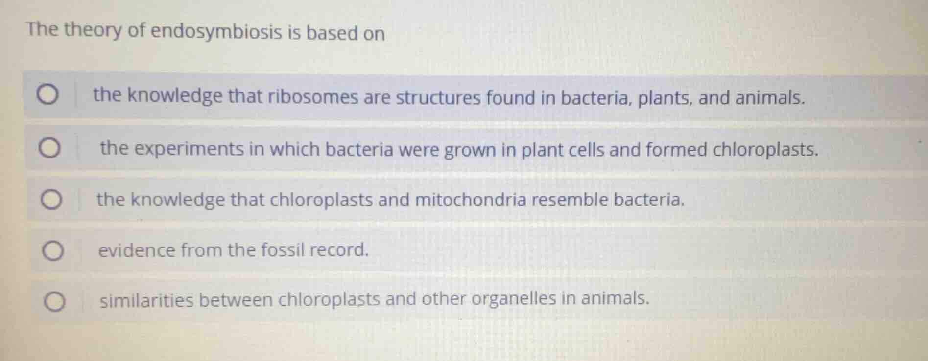 the theory of endosymbiosis is based on the knowledge that ribosomes ar…