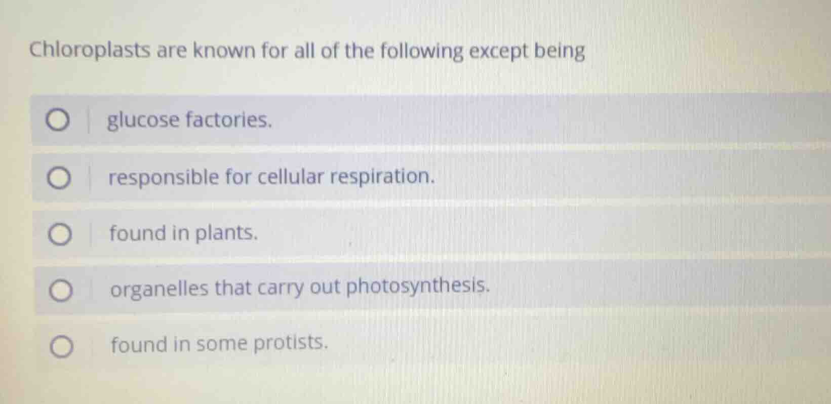 chloroplasts are known for all of the following except being glucose fa…