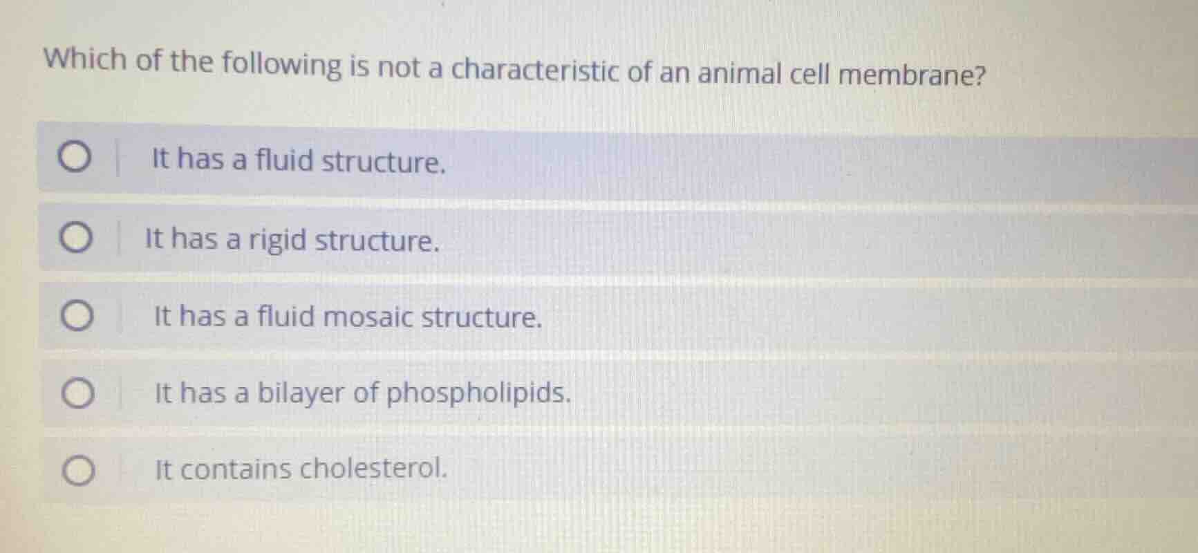 which of the following is not a characteristic of an animal cell membra…