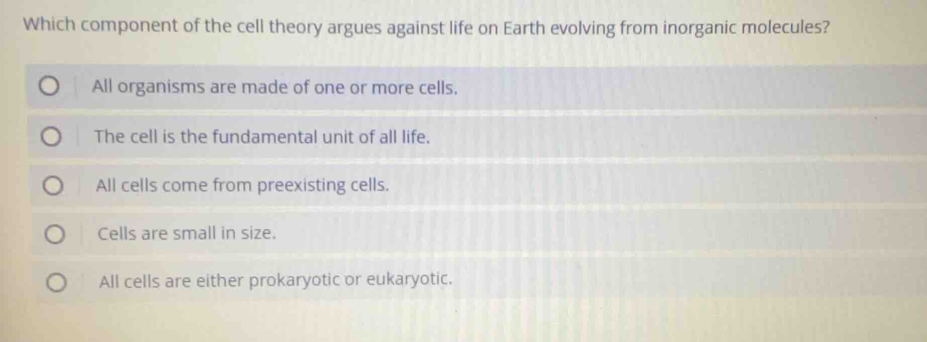 which component of the cell theory argues against life on earth evolvin…