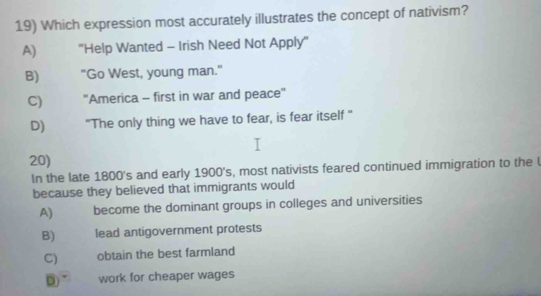 19) which expression most accurately illustrates the concept of nativis…