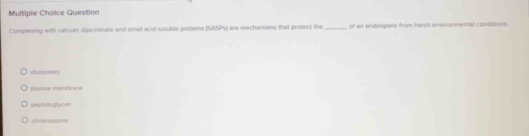 multiple choice question complexing with calcium dipicolinate and small…