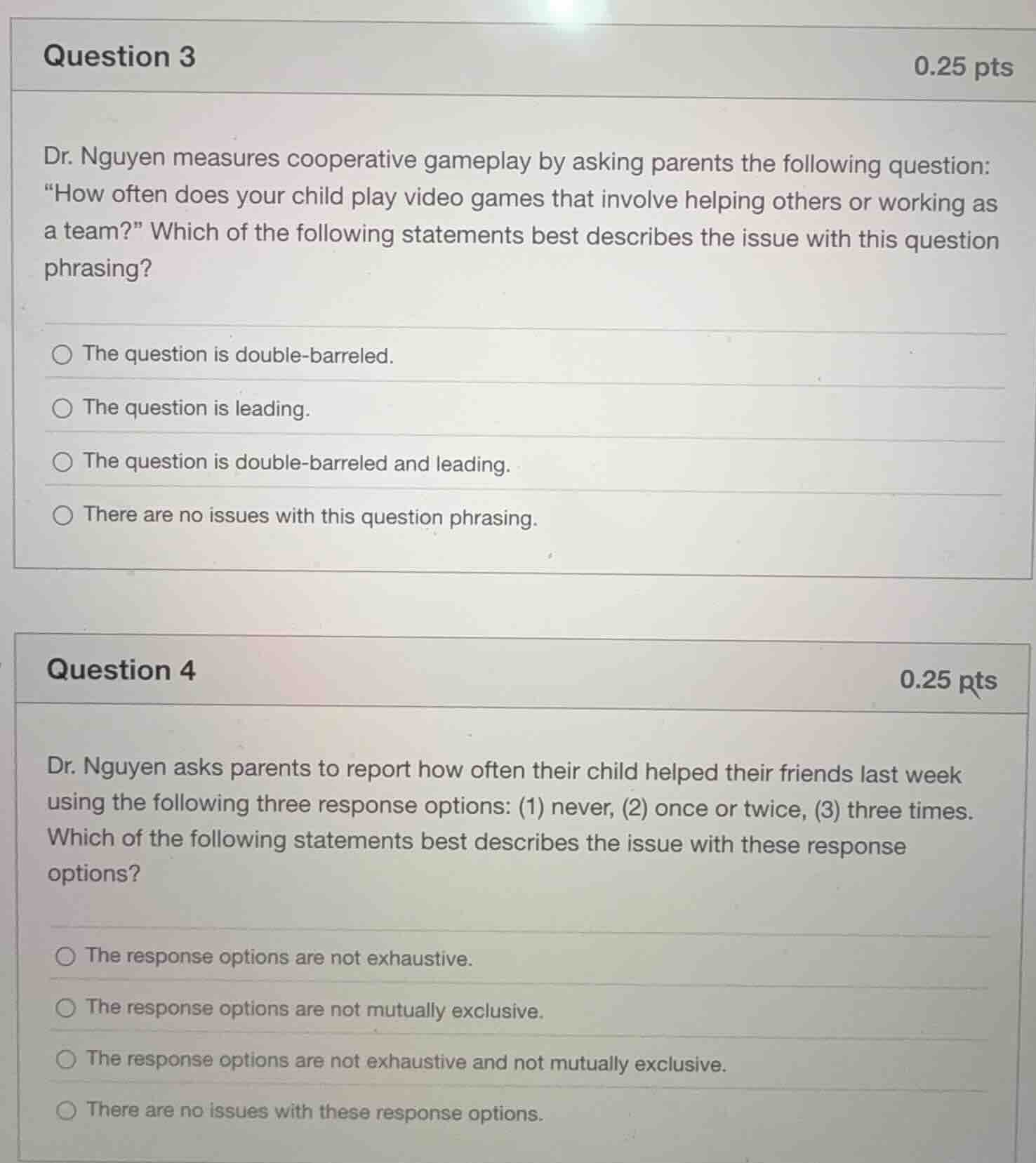 question 3 0.25 pts dr. nguyen measures cooperative gameplay by asking …