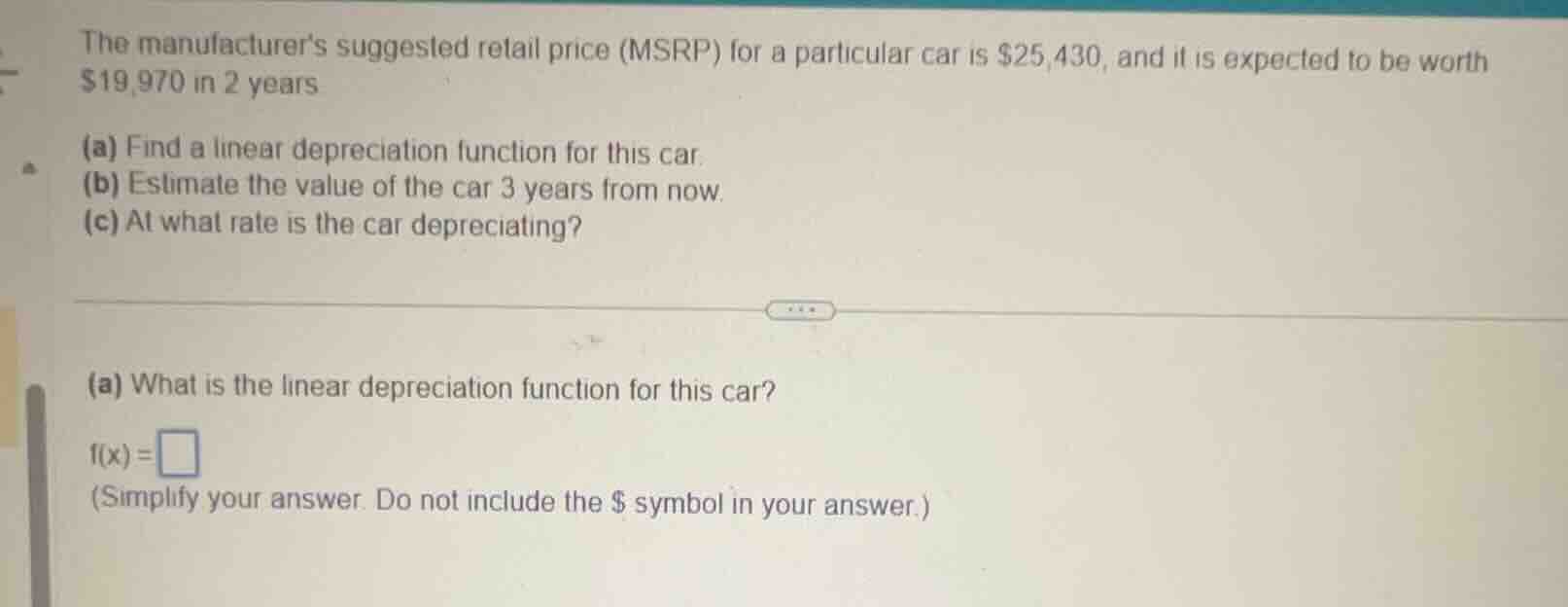 the manufacturers suggested retail price (msrp) for a particular car is…