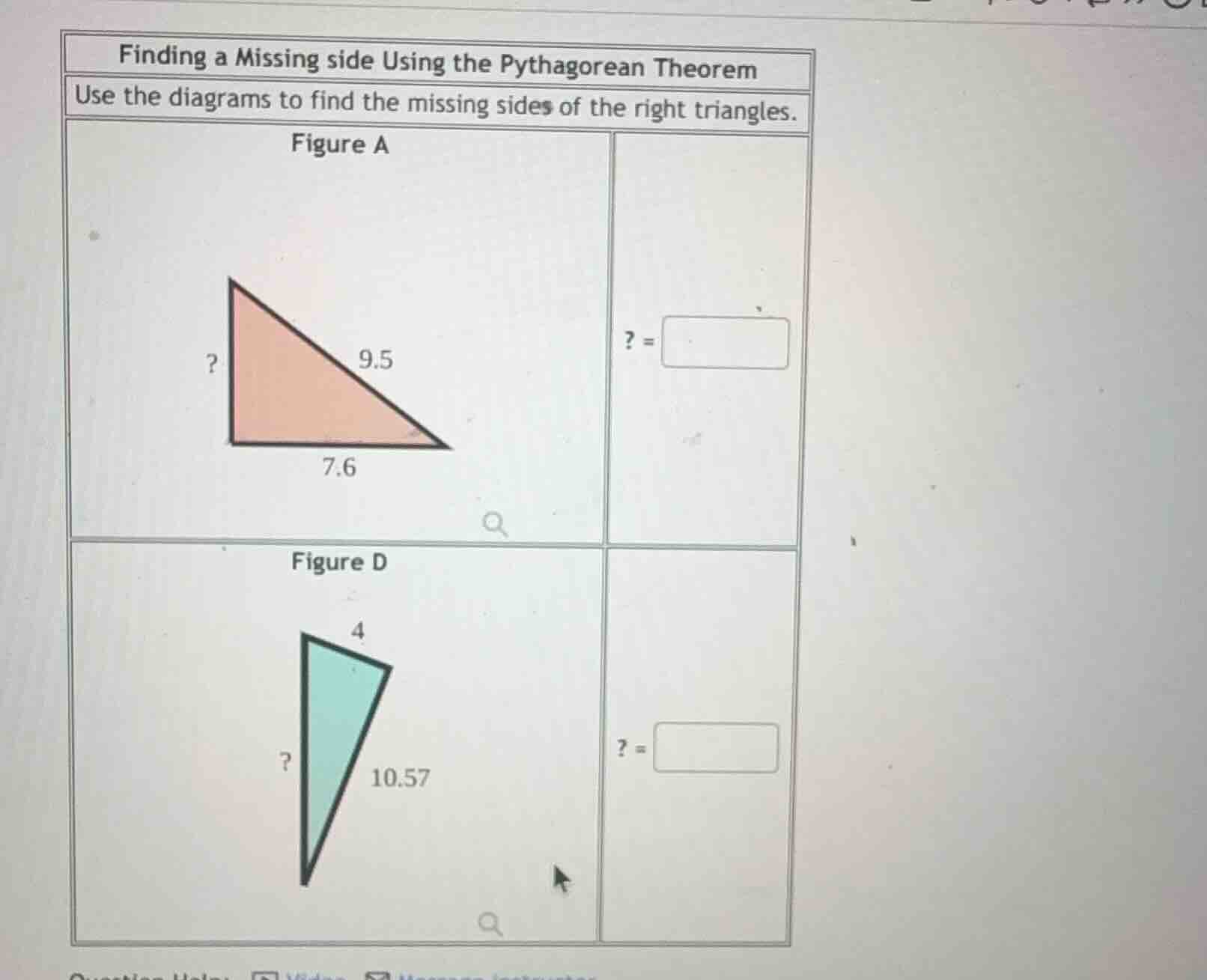 finding a missing side using the pythagorean theorem use the diagrams t…