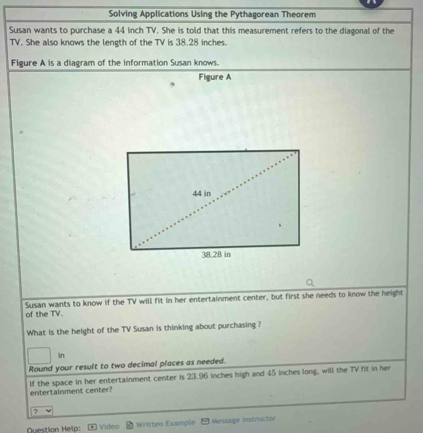 solving applications using the pythagorean theorem susan wants to purch…
