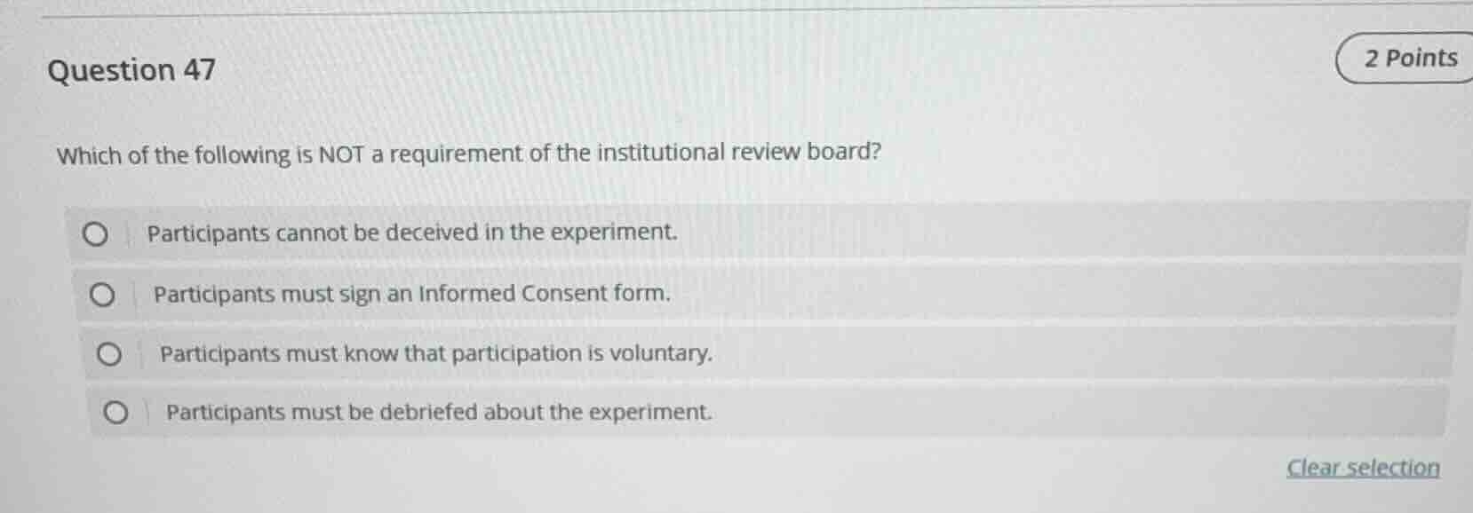 question 47 which of the following is not a requirement of the institut…