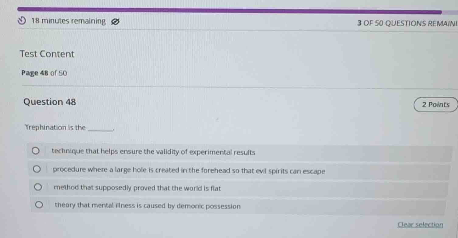 question 48 trephination is the ______. technique that helps ensure the…