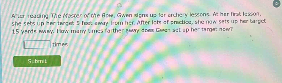 after reading the master of the bow, gwen signs up for archery lessons.…