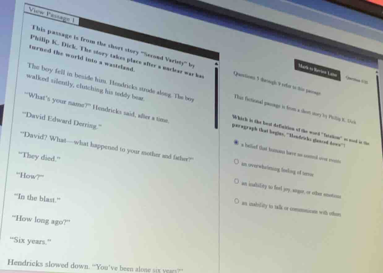 view passage 1 this passage is from the short story \second variety\ by…