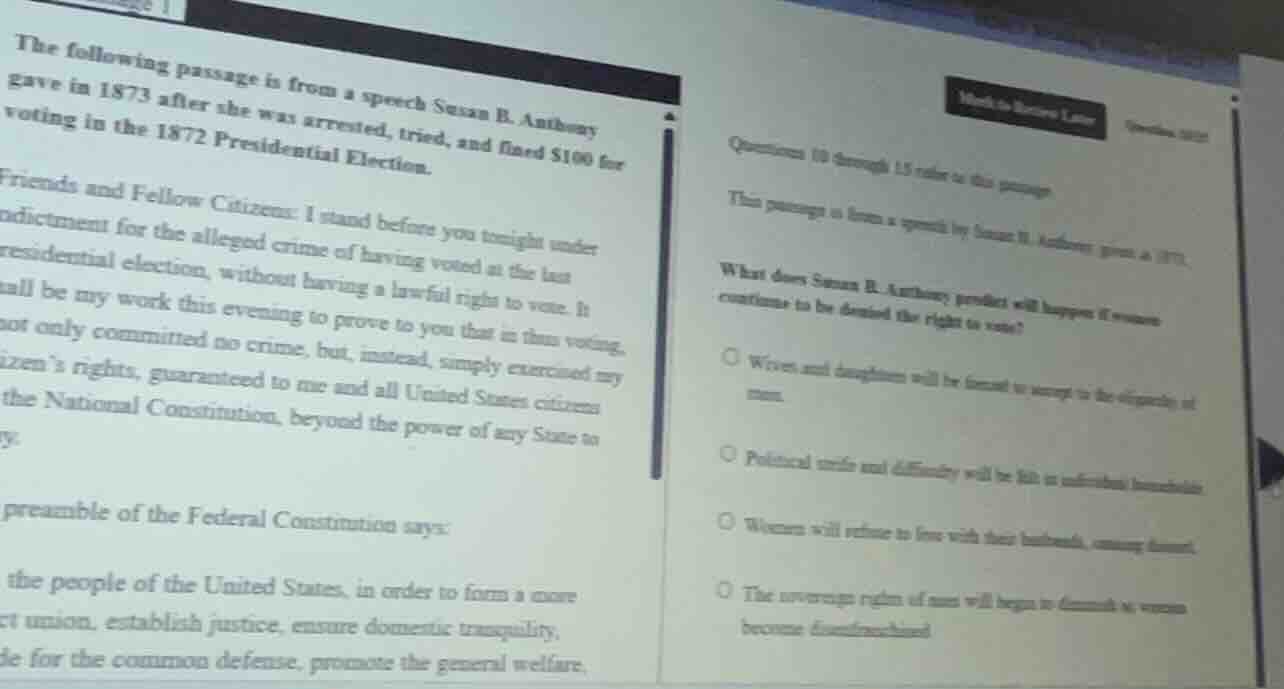 the following passage is from a speech susan b. anthony gave in 1873 af…
