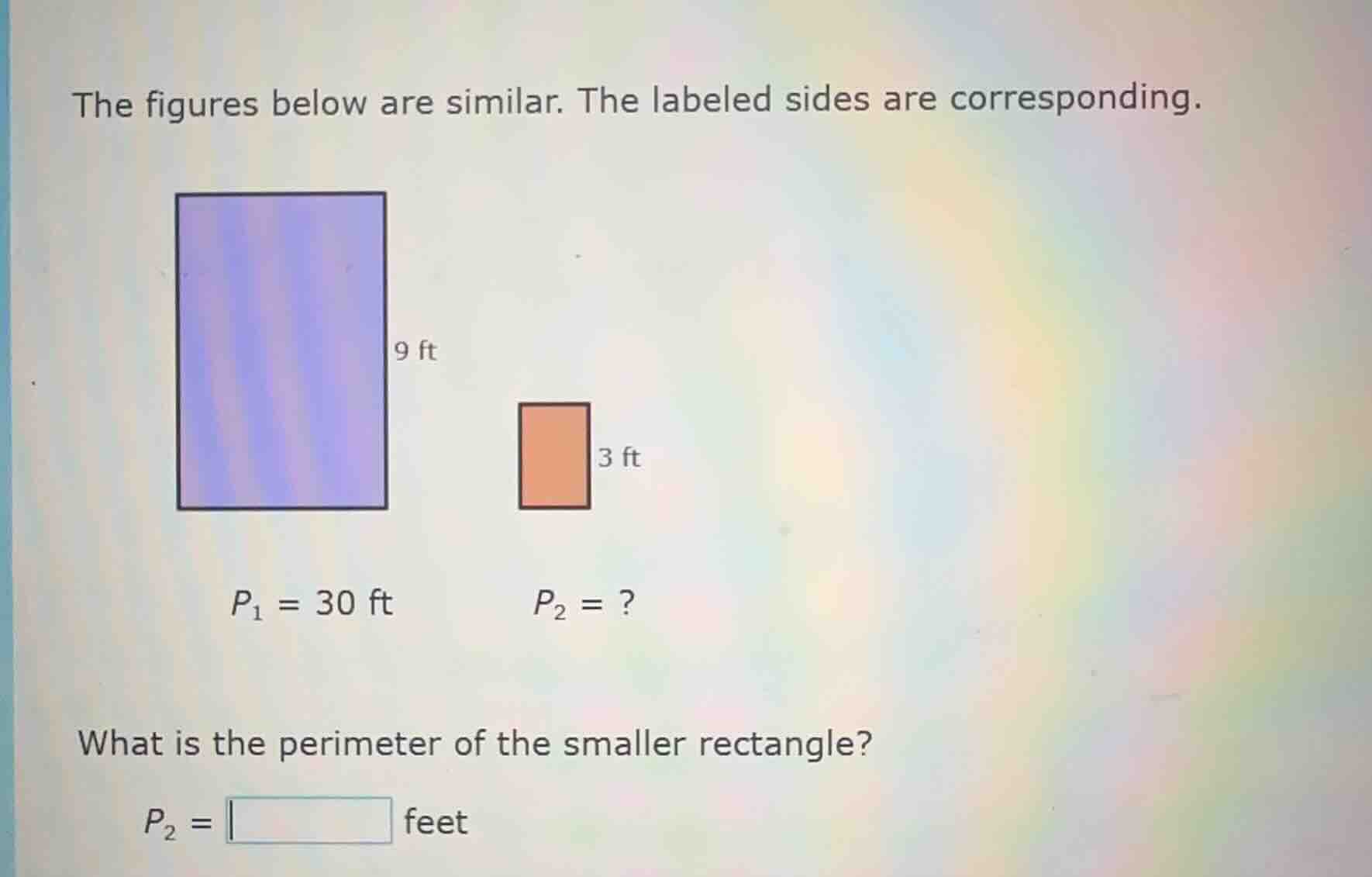 the figures below are similar. the labeled sides are corresponding. 9 f…