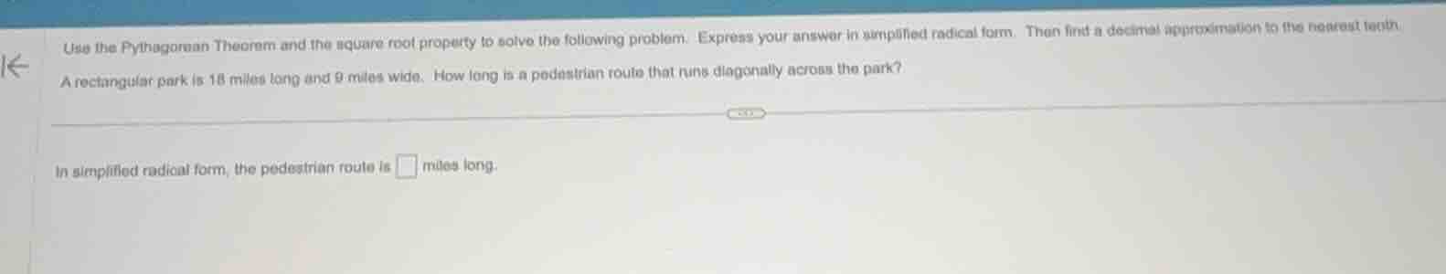 use the pythagorean theorem and the square root property to solve the f…