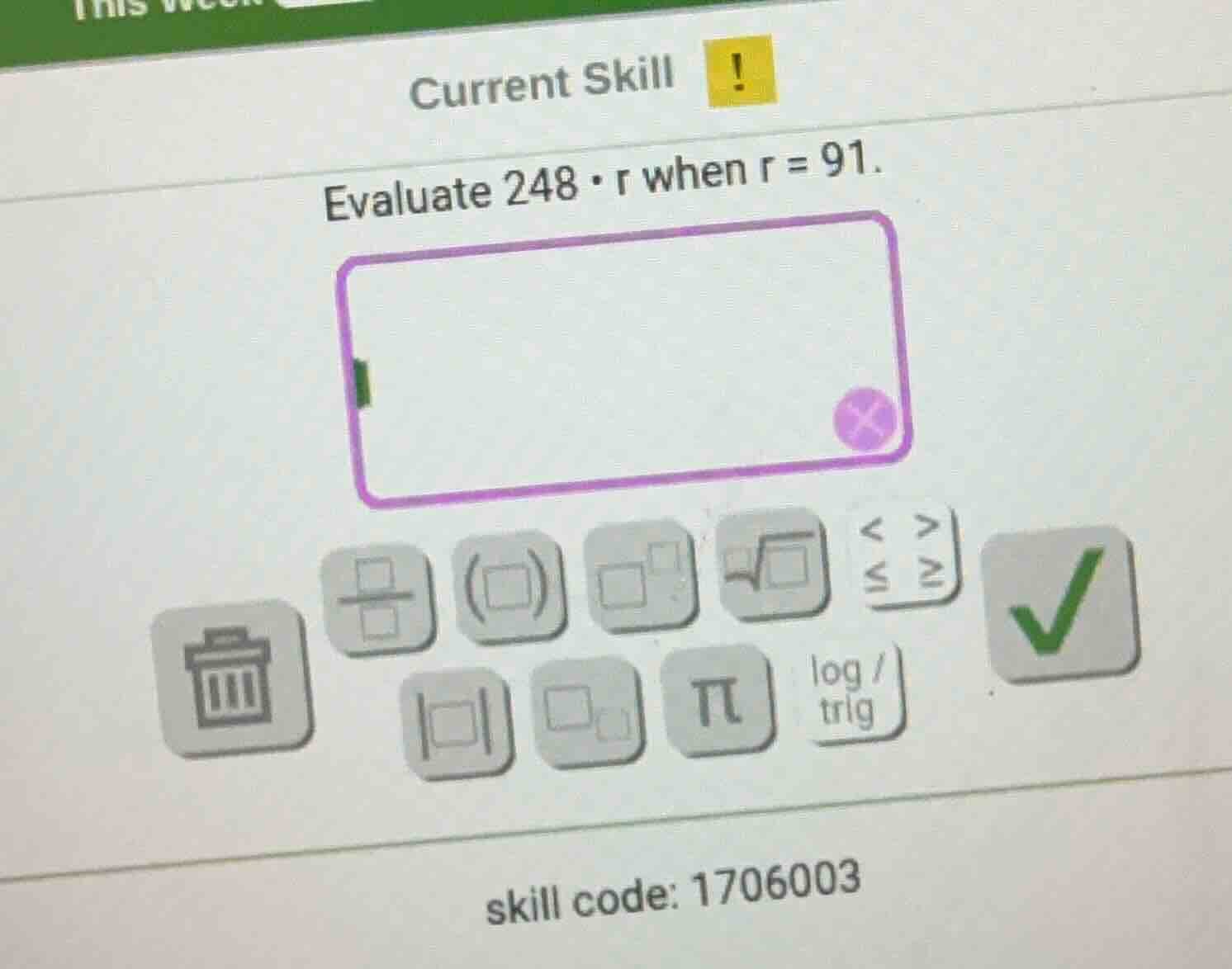 evaluate $248 \\cdot r$ when $r = 91$.