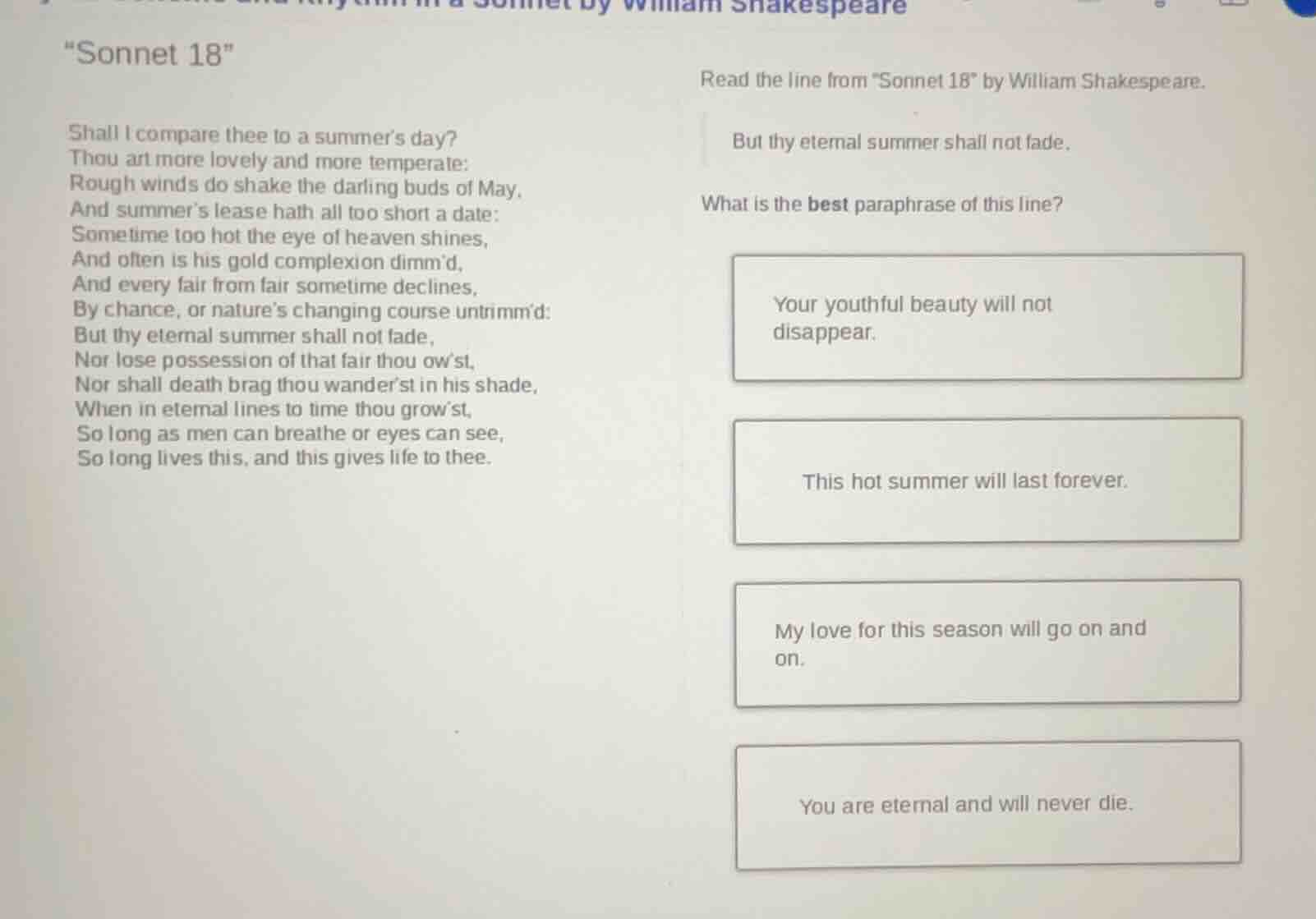 “sonnet 18” shall i compare thee to a summer’s day? thou art more lovel…