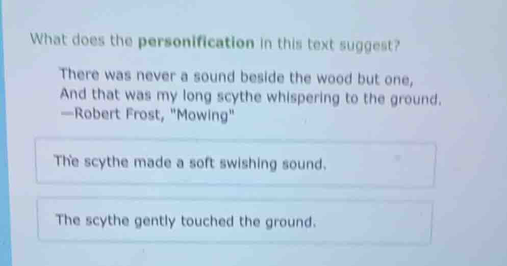 what does the personification in this text suggest? there was never a s…