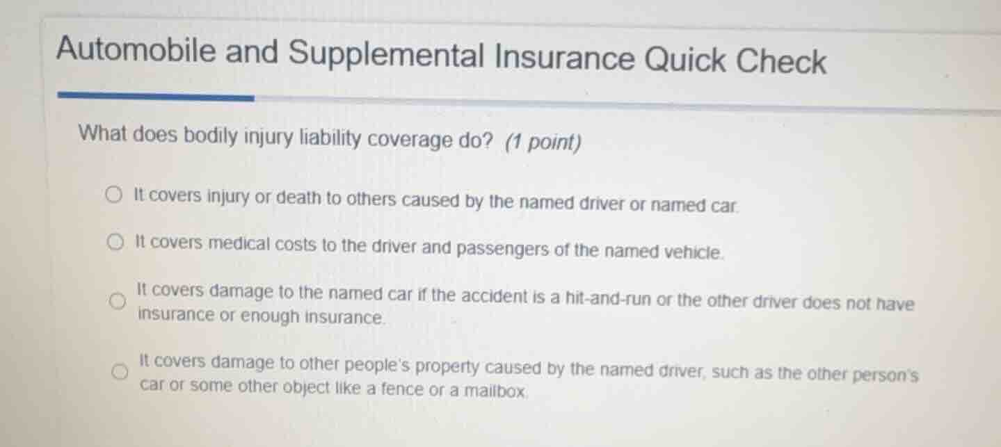 automobile and supplemental insurance quick check what does bodily inju…