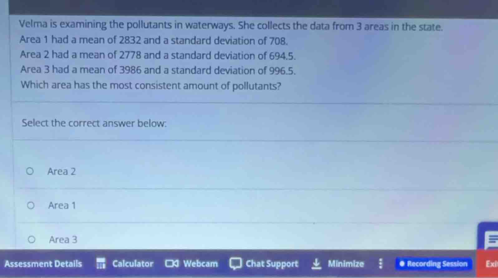 velma is examining the pollutants in waterways. she collects the data f…