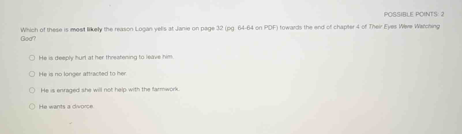 which of these is most likely the reason logan yells at janie on page 3…